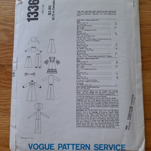 Vintage 32" Doll Sewing Pattern Vogue 1336 UNCUT Boy Girl Clothes Wedding - Picture 6 of 11